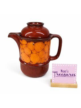 Hutschenreuther Germany HUT1213 Red Orange Floral Ceramic Lidded Coffee Tea Pot